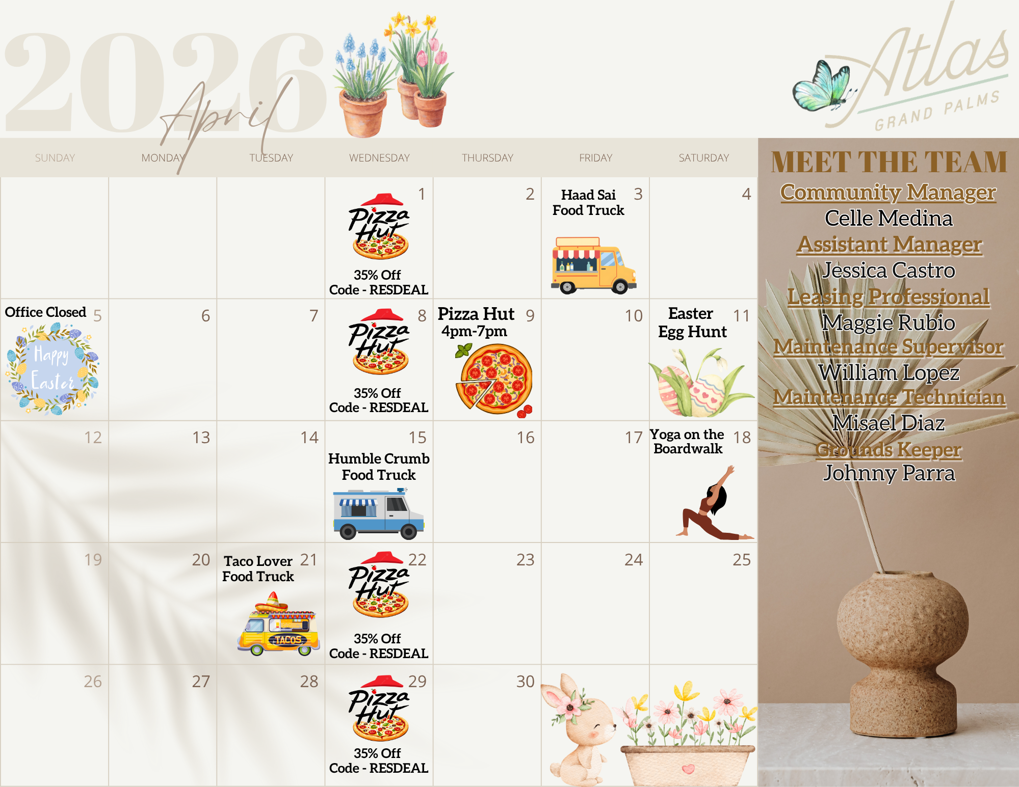 Atlas Grand Palms |April Event Calendar