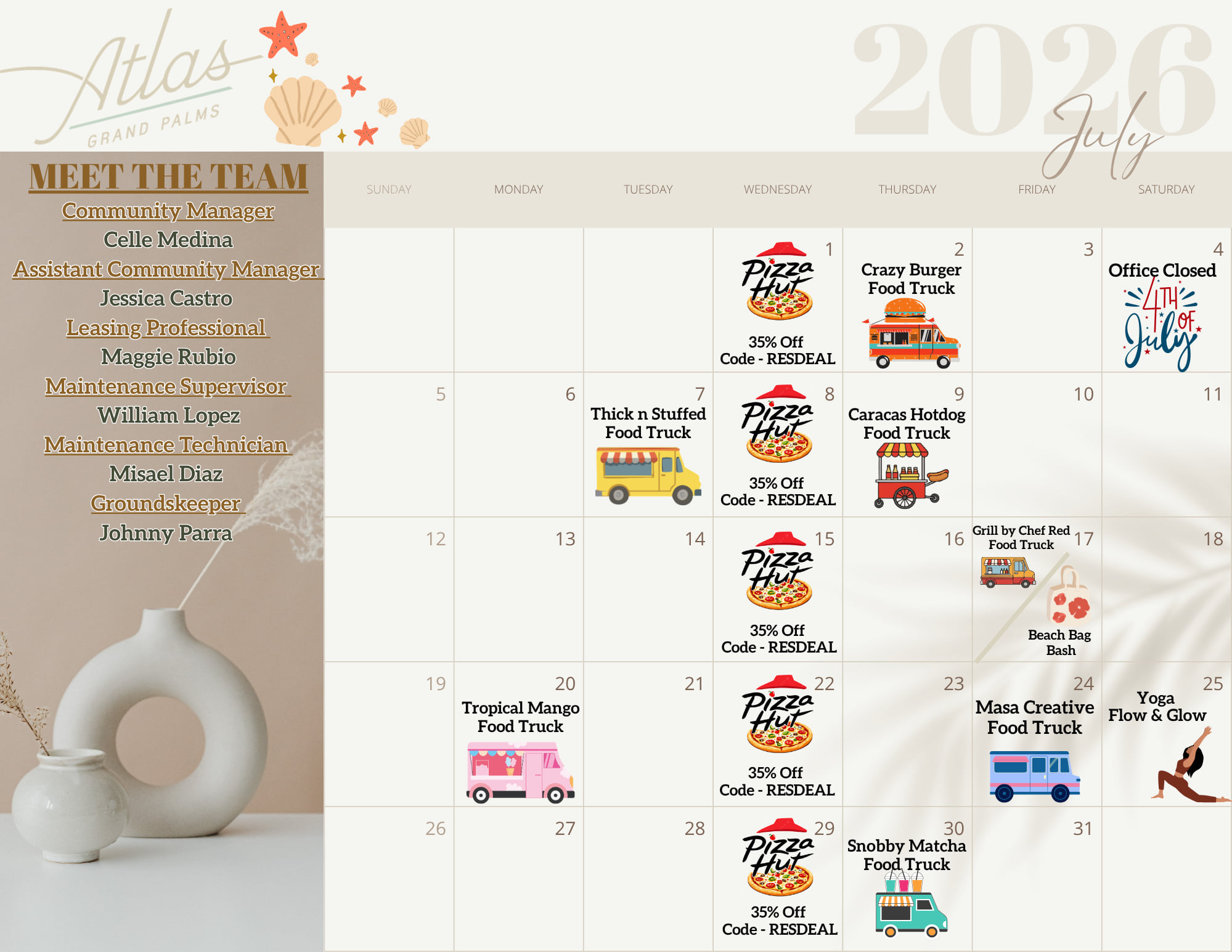 Atlas Grand Palms |July Event Calendar