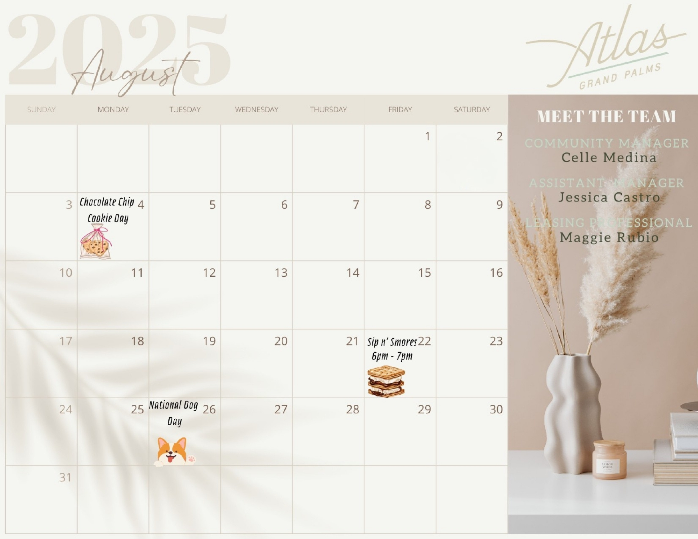 August Event Calendar